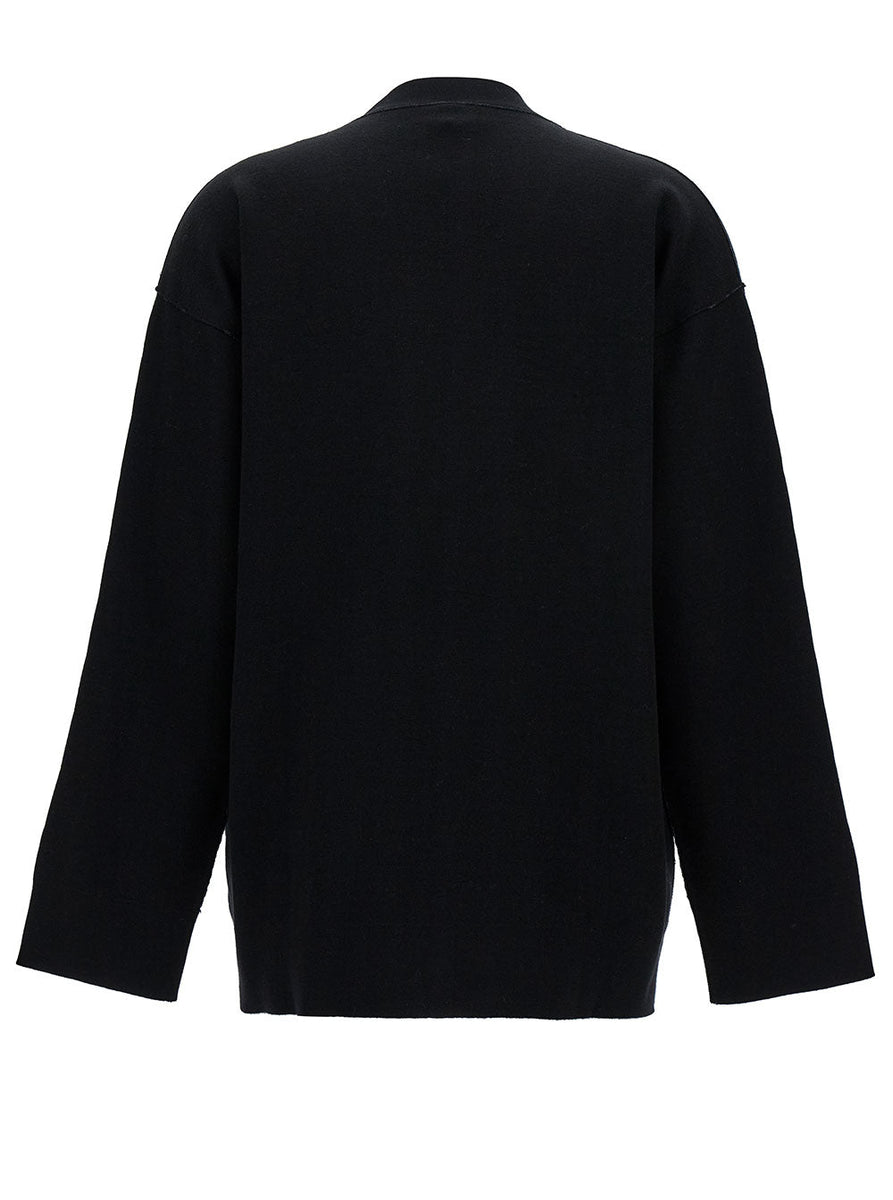Fendi Women Black Reversible Cardigan With Jacquard Ff Motif In Knit Woman
