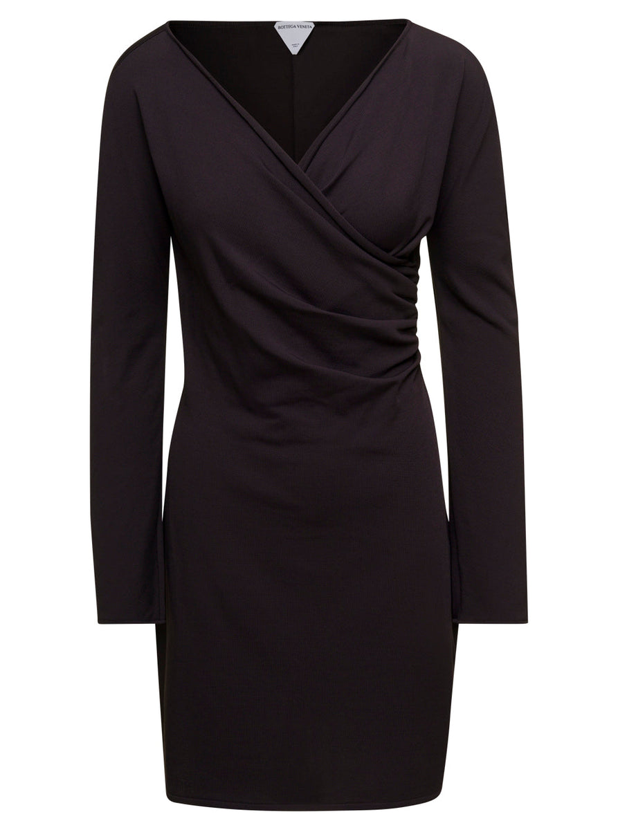 Bottega Veneta Women Mini Dark Brown With Front Cross-Over In Fluid Viscose Woman