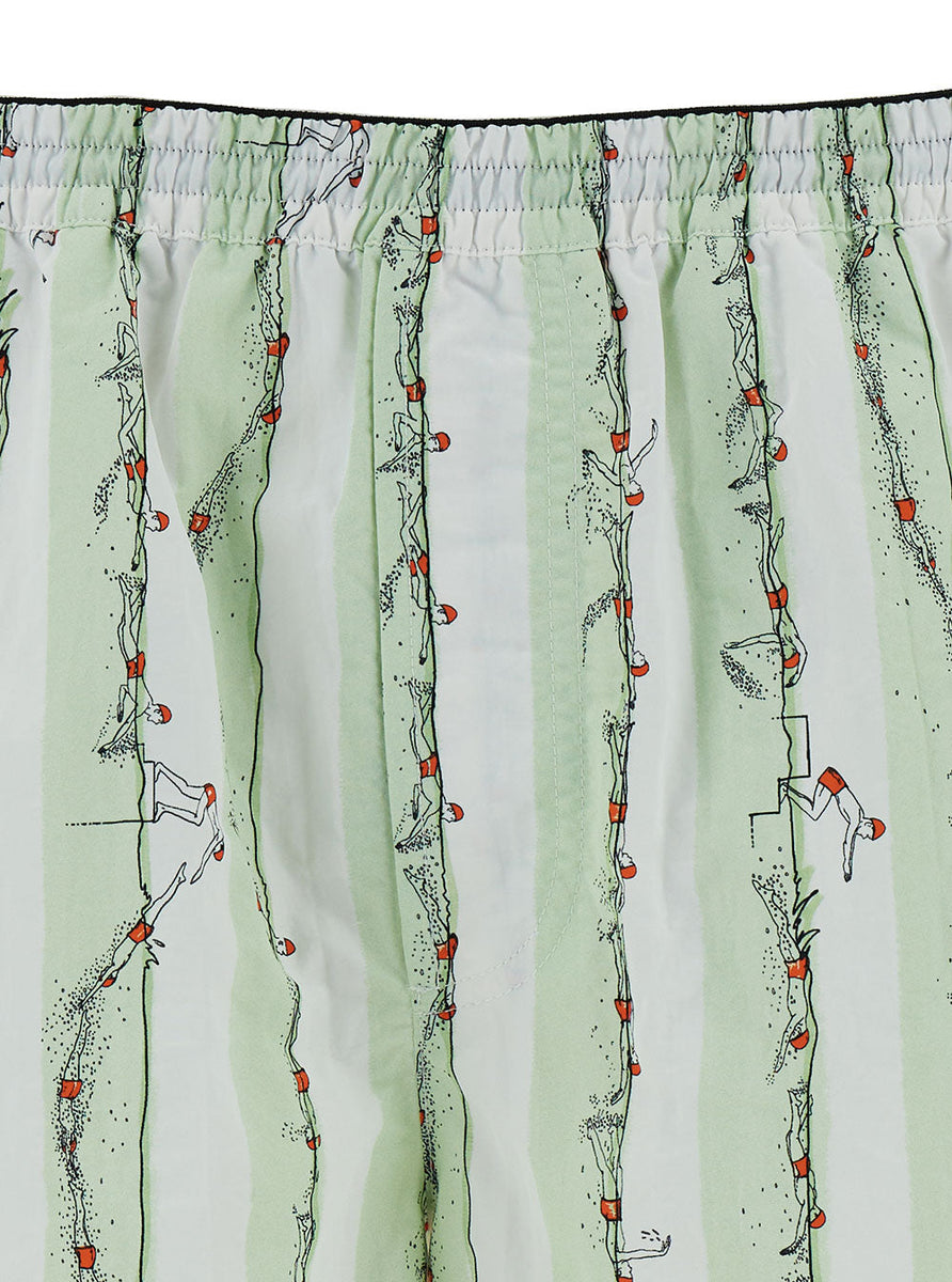 Bottega Veneta Men Green Shorts With All-Over Divers Print In Polyamide Man