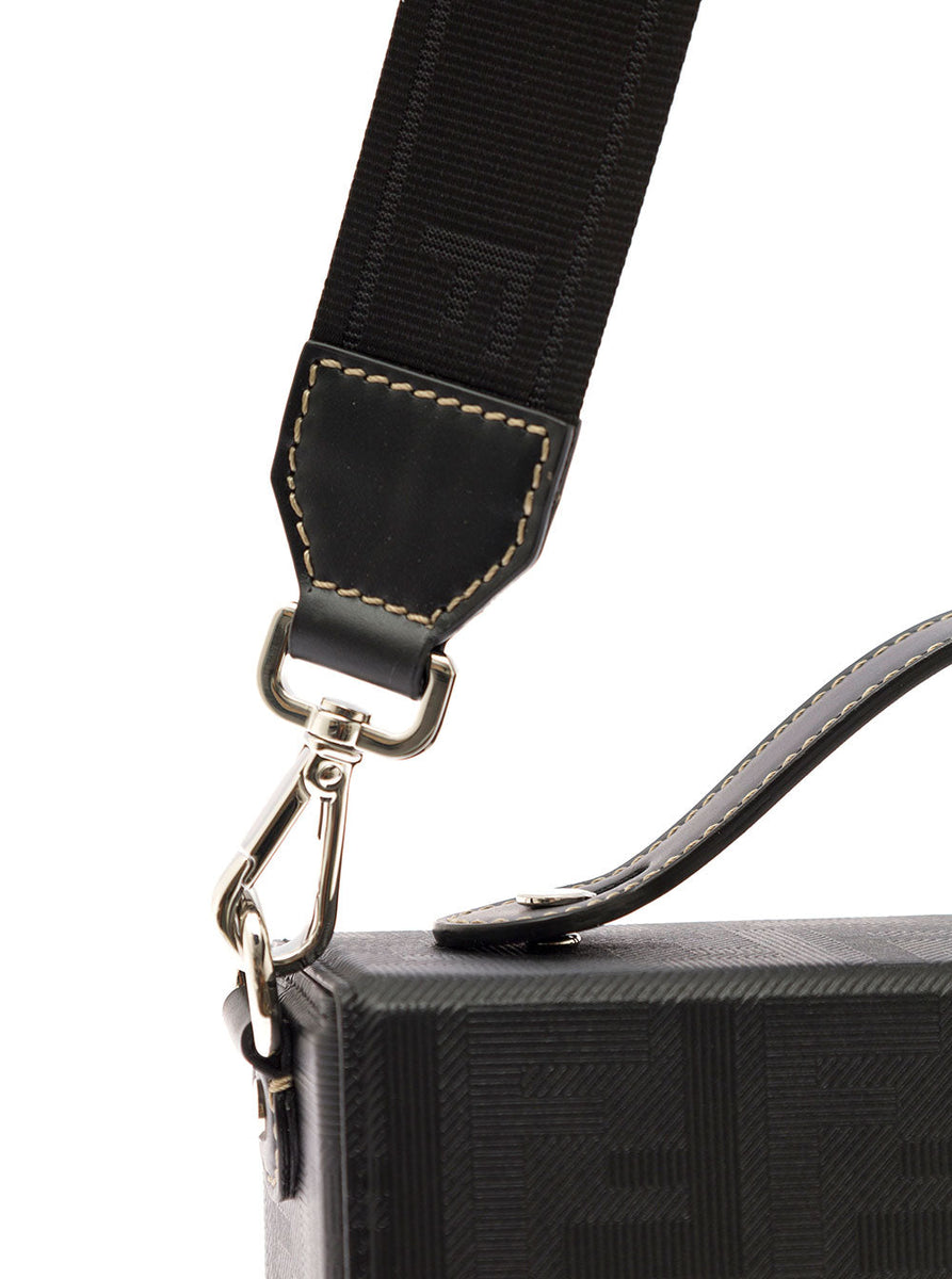 Fendi Men 'Baguette Soft Trunk' Black Crossbody Bag With Ff Motif In Leather Man
