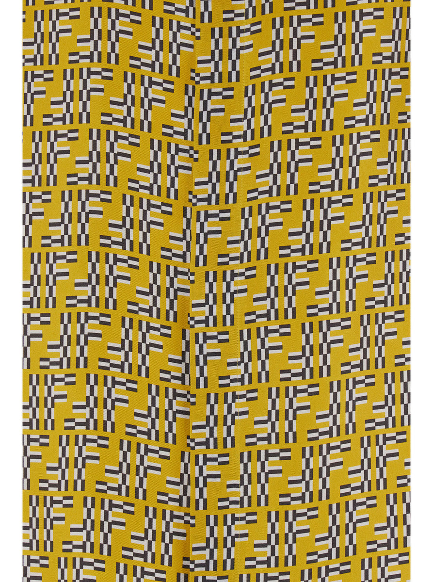 Fendi Men Yellow Shirt With Fendi Labyrinth Motiv In Silk Man