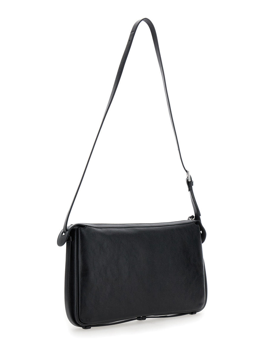 Fendi Women 'Simply Fendi Medium' Black Shoulder Bag With Ff Detail In Leather Woman