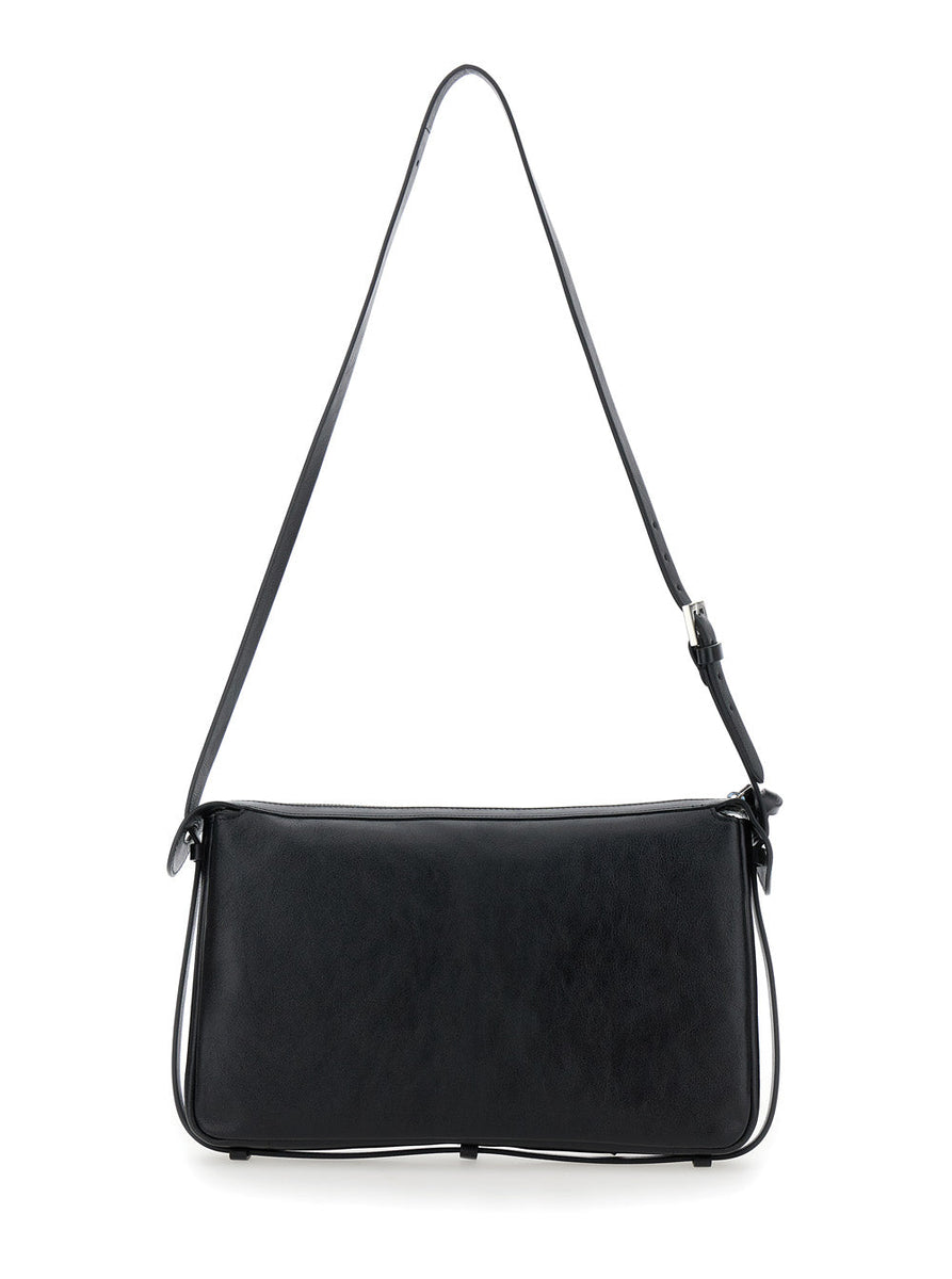 Fendi Women 'Simply Fendi Medium' Black Shoulder Bag With Ff Detail In Leather Woman
