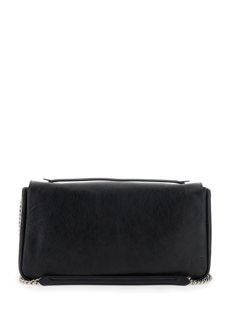 Fendi Women 'Baguette Chain Large' Black Crossbody Bag With Ff Closure In Leather Woman
