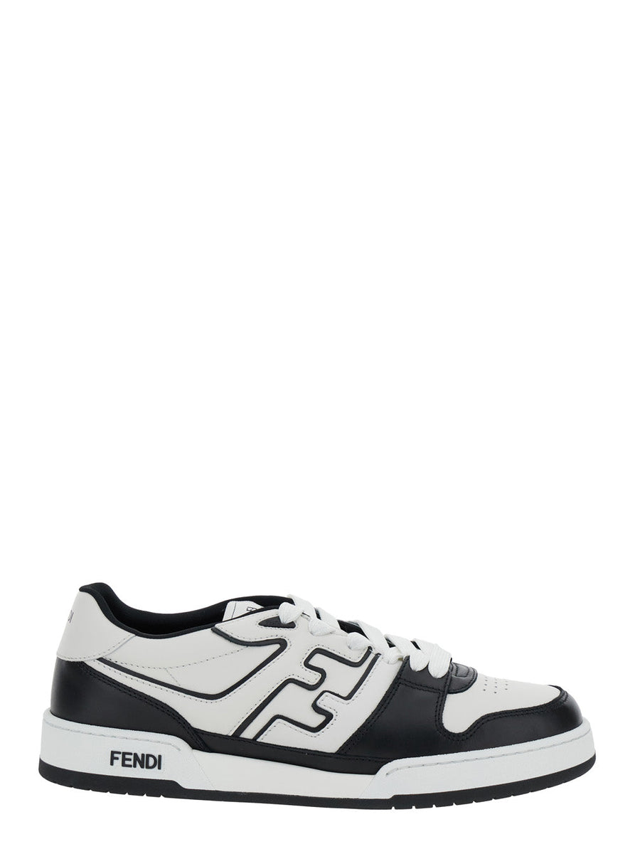 Fendi Men 'Match' White And Black  Low-Top Sneakers With Ff Detail In Leather Man