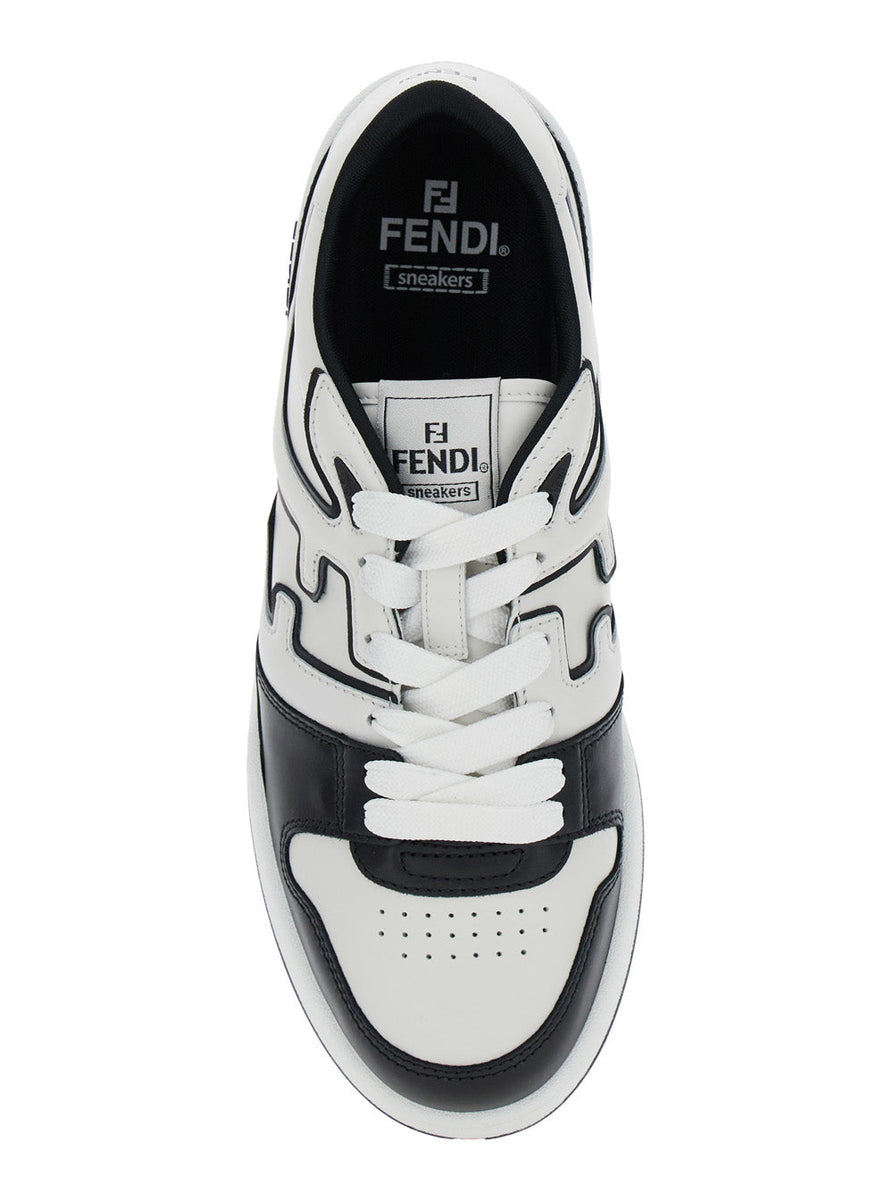 Fendi Men 'Match' White And Black  Low-Top Sneakers With Ff Detail In Leather Man