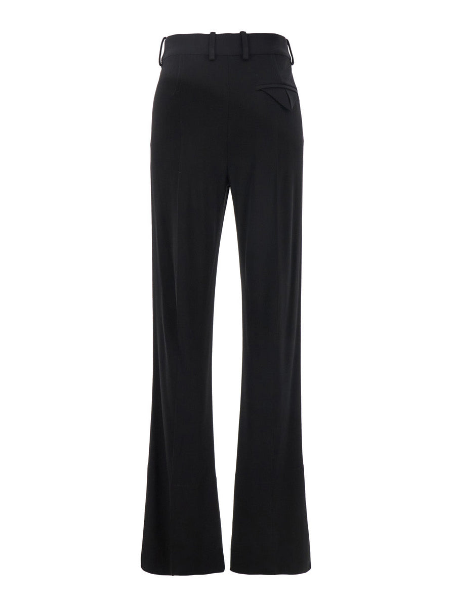 Bottega Veneta Women Black Flared Pants With Belt Loops In Viscose Blend Woman
