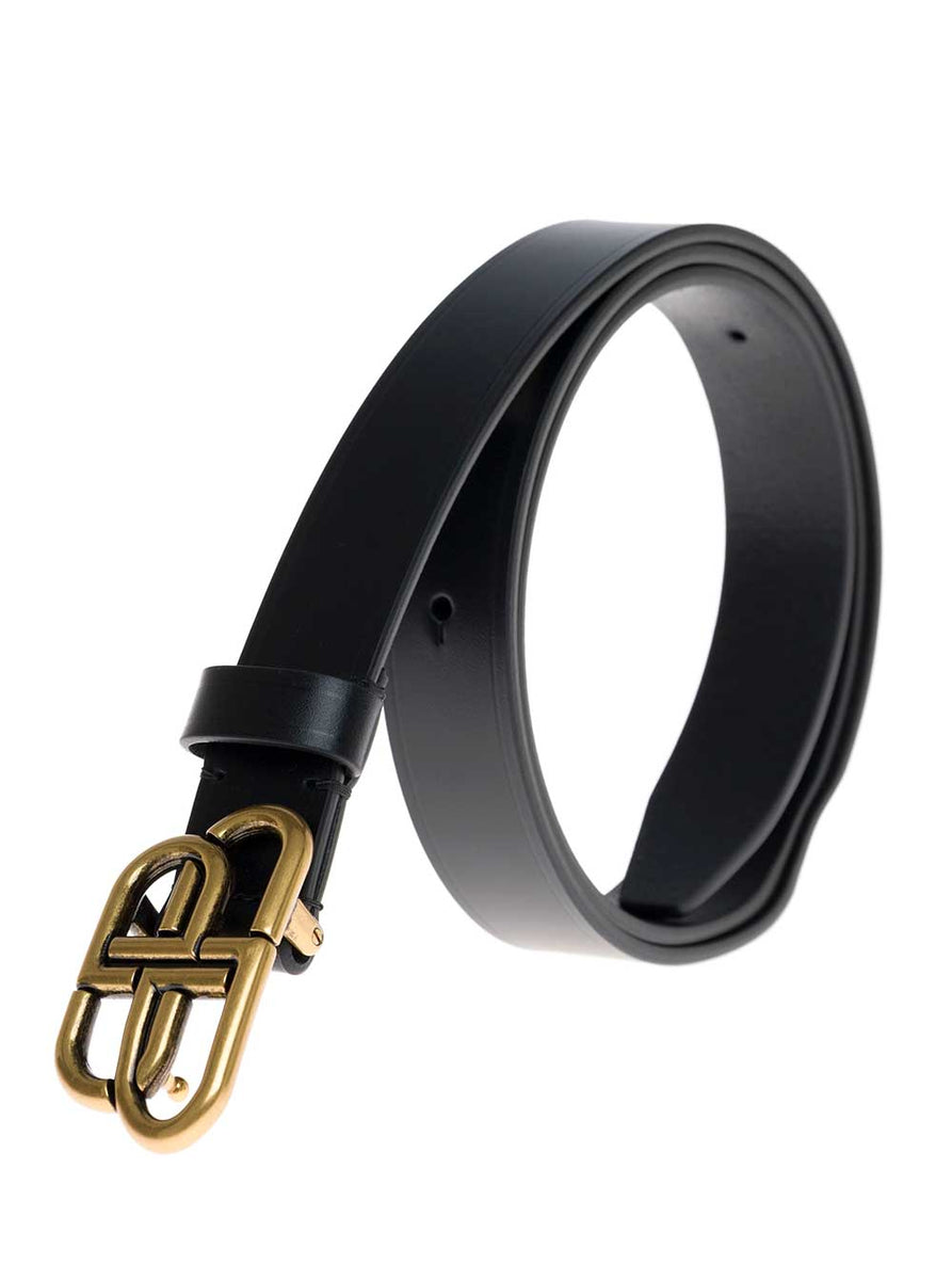 Balenciaga Women Black Belt With Bb Buckle In Leather Woman