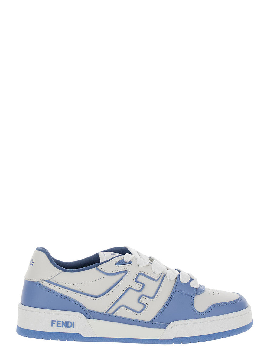 Fendi Women 'Fendi Match' Light Blue And White Low Top Sneakers In Leather Woman