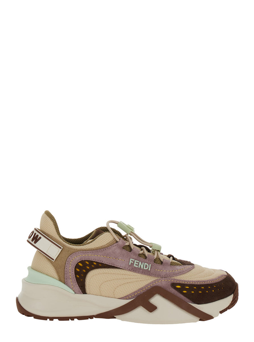 Fendi Women 'Flow' Multicolor Sneakers With Logo Label On The Back And Drawstring Closure In Tech Fabric Woman