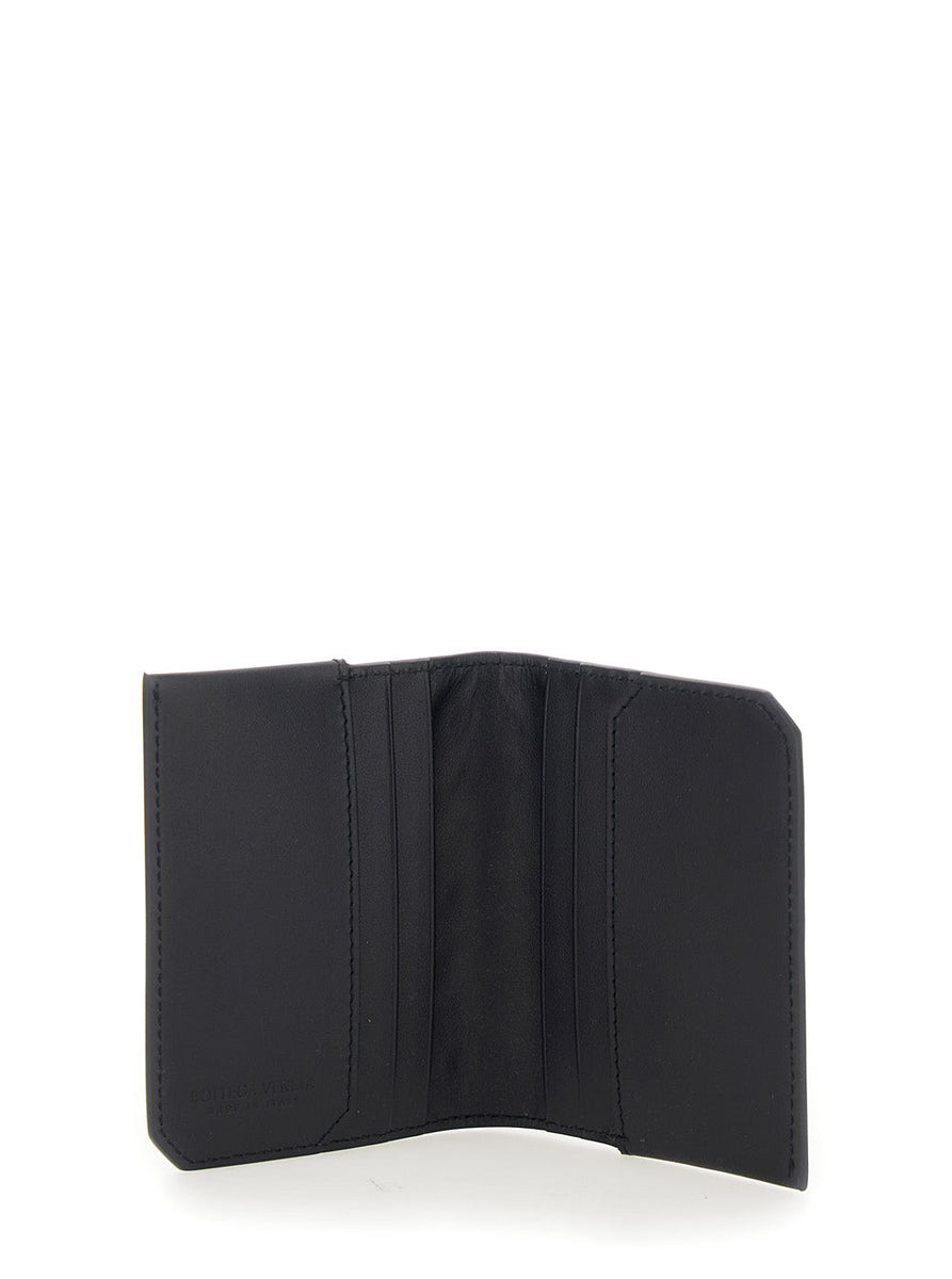 Bottega Veneta Men Blue Card Holder With Intrecciato Motif In Leather Man