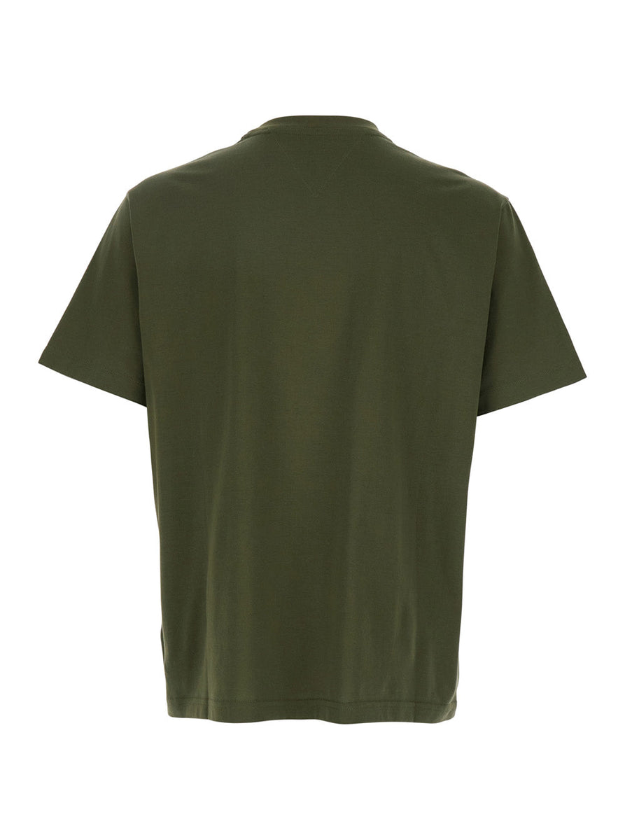 Bottega Veneta Men Green Crewneck T-Shirt With Embroidered Fish In Cotton Man
