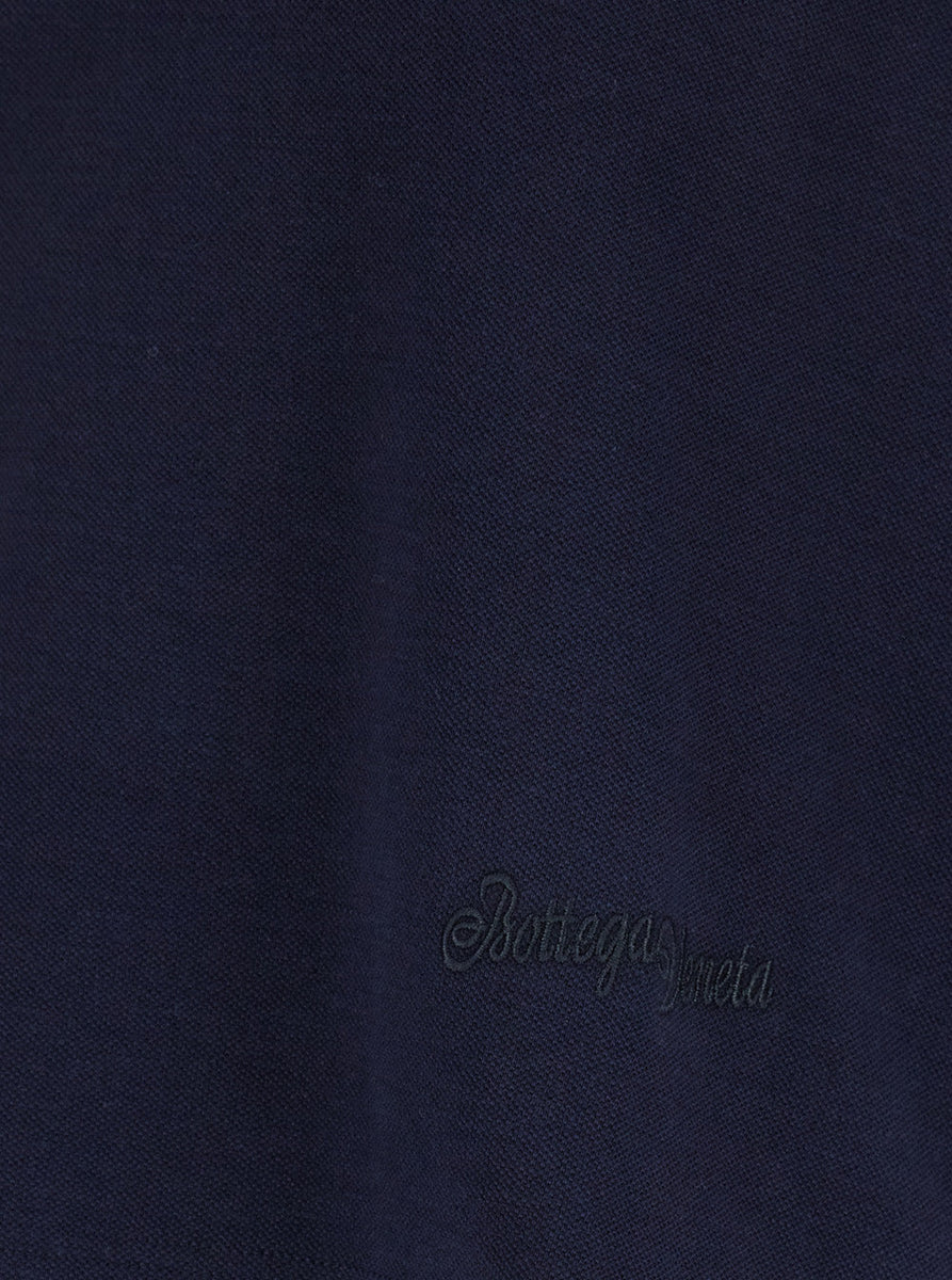 Bottega Veneta Women Blue Cropped Polo Shirt With Embroidered Logo In Cotton Piquet Woman