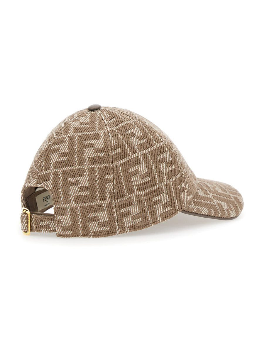 Fendi Women Beige Baseball Cap With All-Over Ff Motif In Cotton Woman