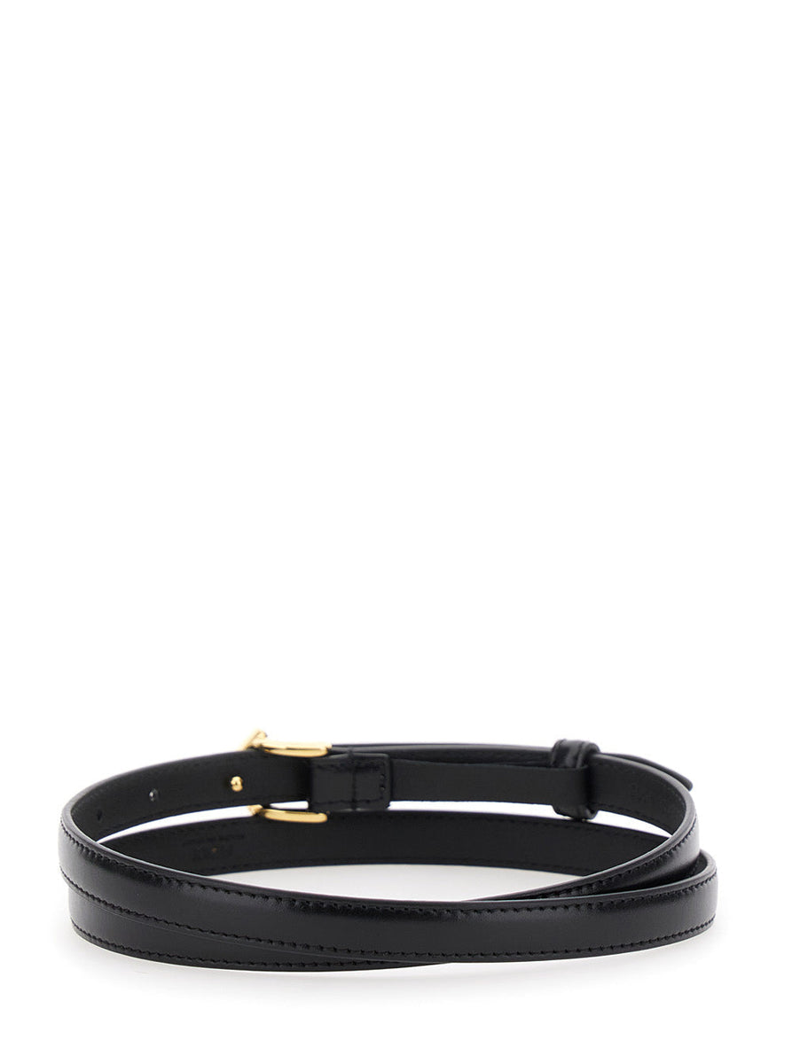 Fendi Women Black Belt With Buckle With Ff Logo In Leather Woman