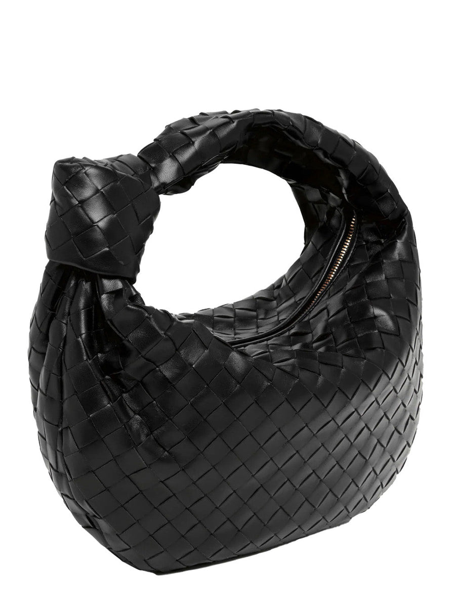 Bottega Veneta Women 'Jodie' Black Small Shoulder Bag With Knot Detail And Intrecciato Motif In Leather Woman