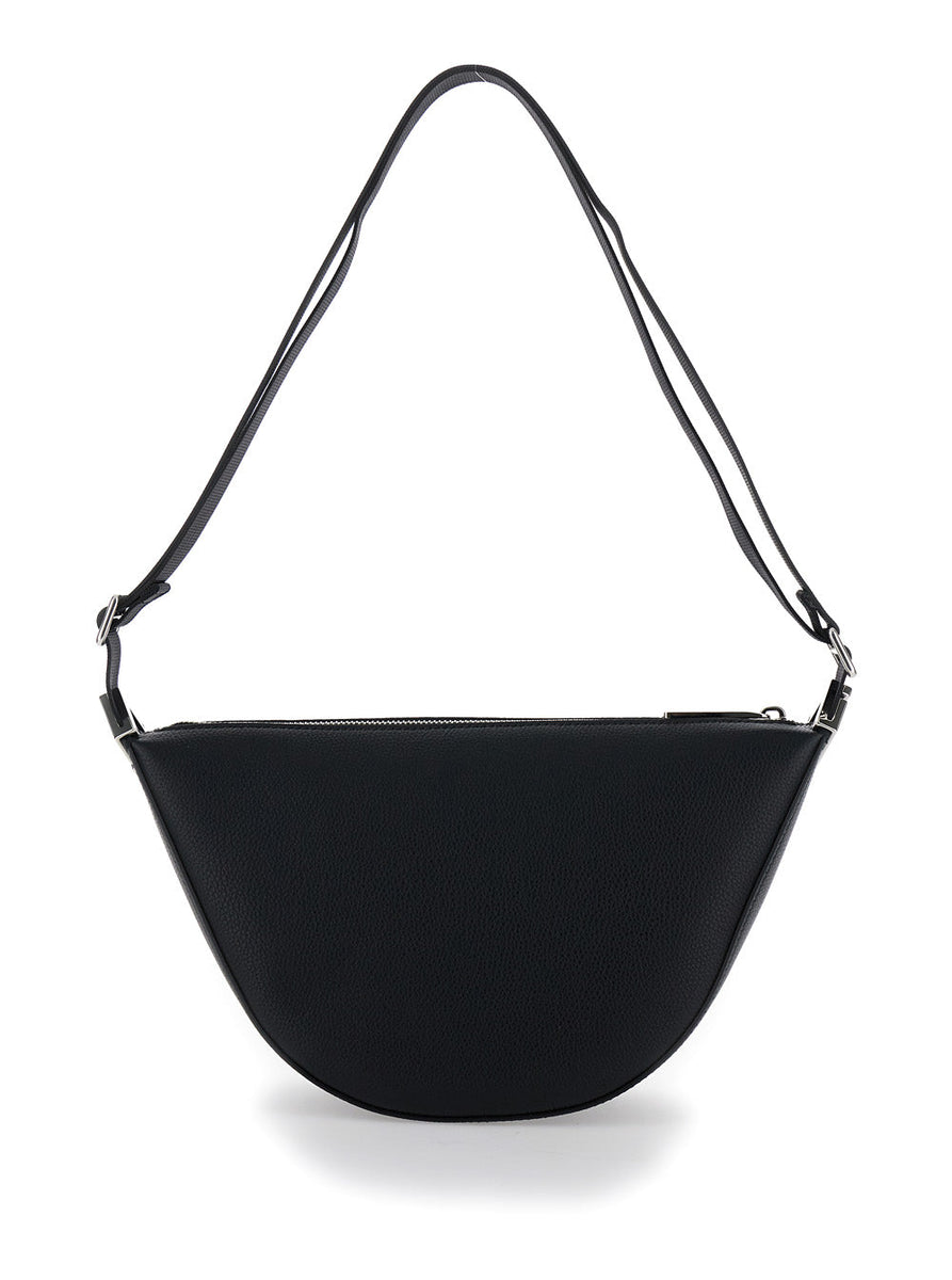 Fendi Men 'Fendi Melon Small' Black Crossbody Bag With Ff Appliqués In Full-Grain Leather Man