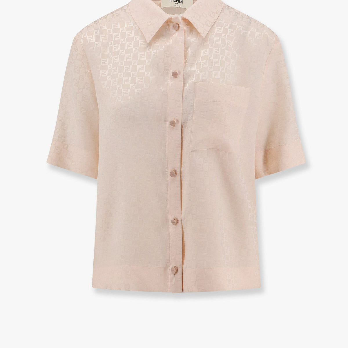 Fendi Women Jacquard Silk Shirt With Ff Chess Motif