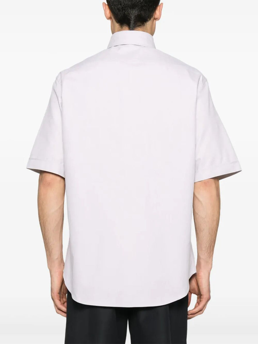 Fendi Men Oxford Shirt With Fendi Crest Embroidery