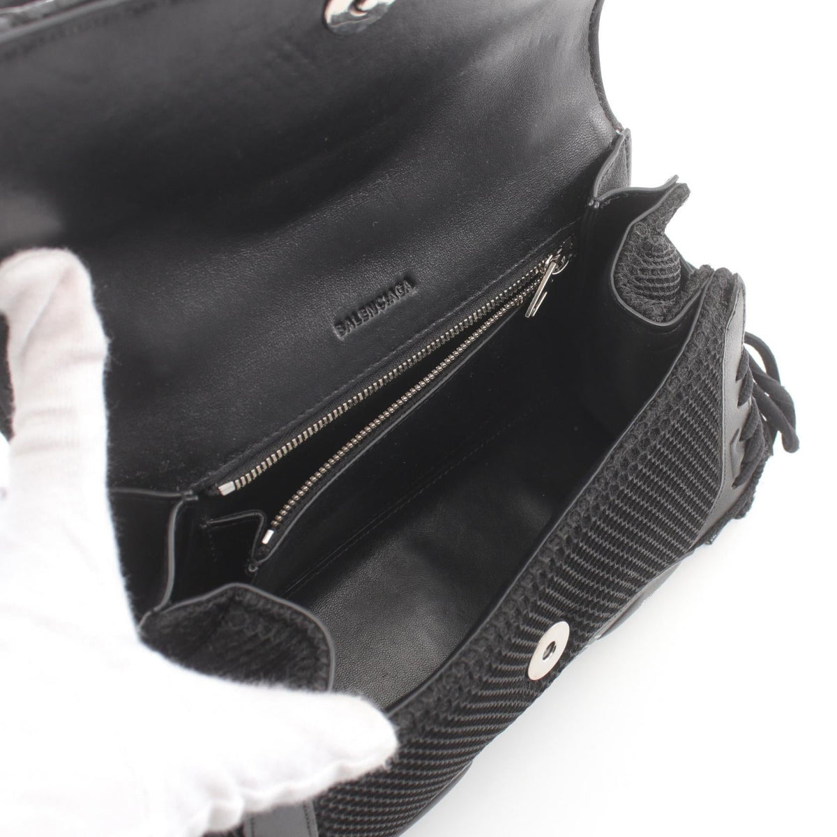 balenciaga Leather Fabric Top Handle Bag 661723