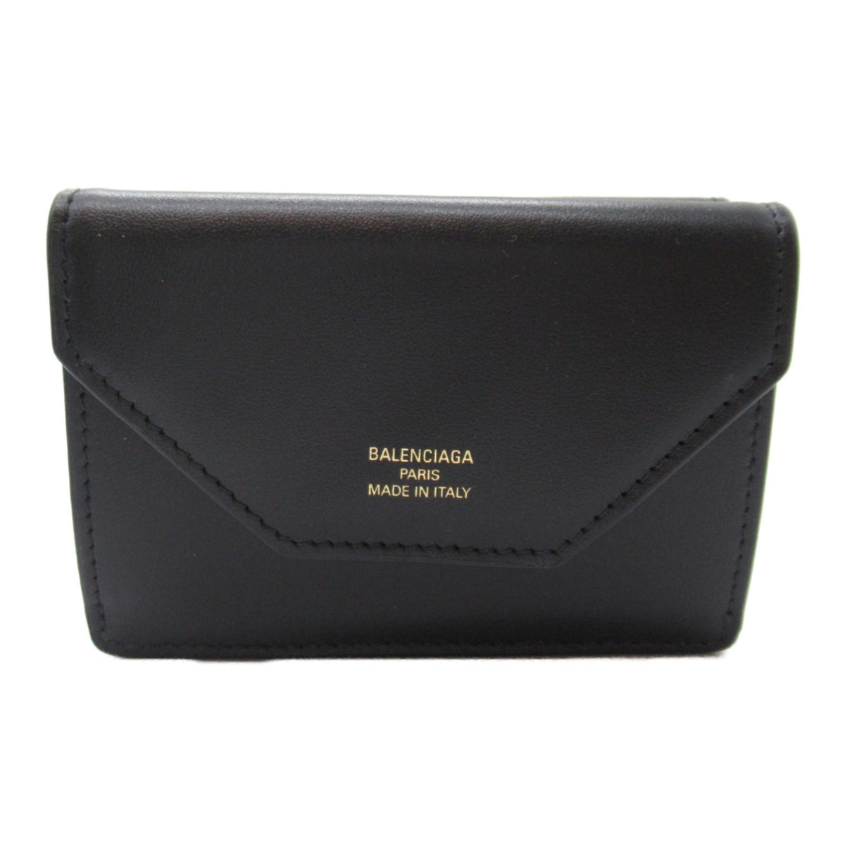 balenciaga Leather Trifold Wallet Black