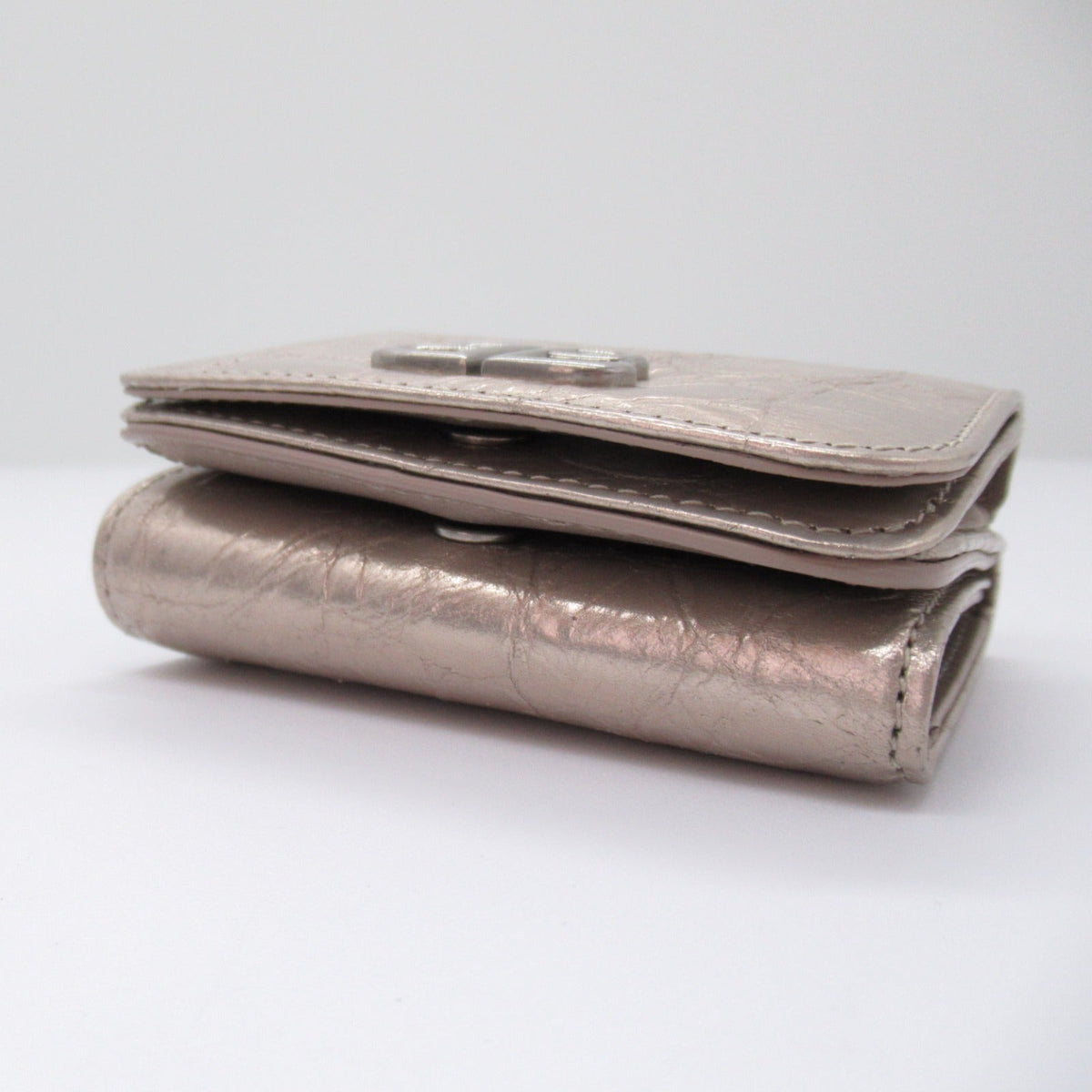 balenciaga Lambskin Trifold Wallet Beige
