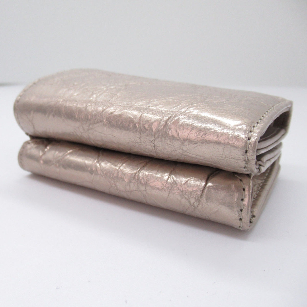 balenciaga Lambskin Trifold Wallet Beige