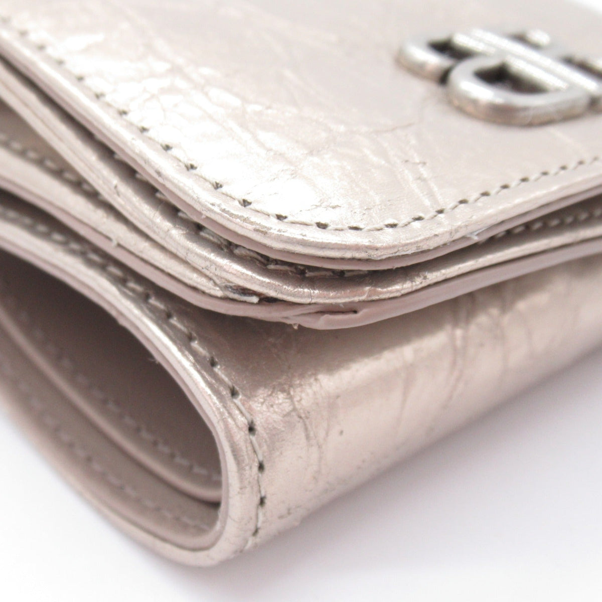 balenciaga Lambskin Trifold Wallet Beige