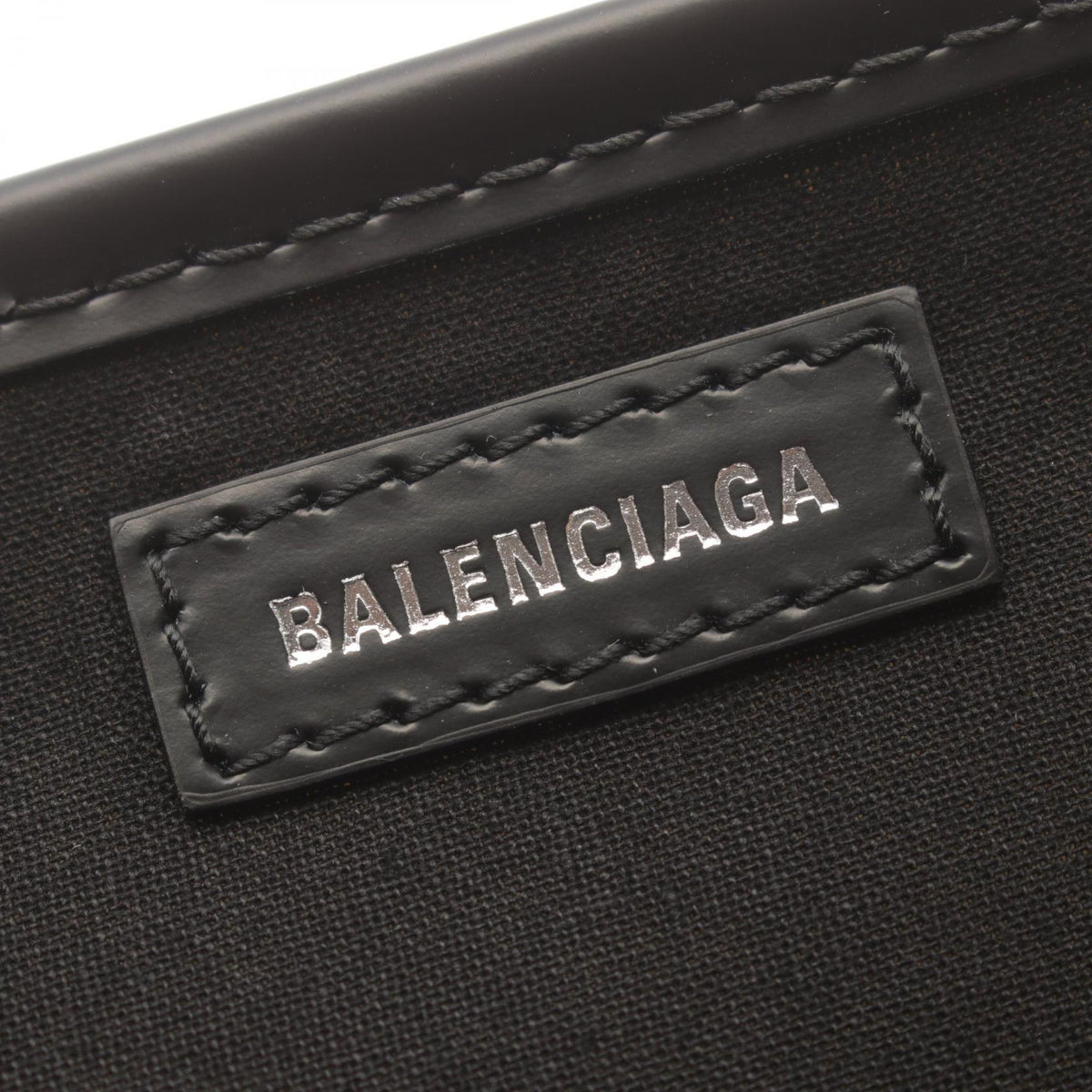 balenciaga Navy Cabas S Canvas Leather Tote