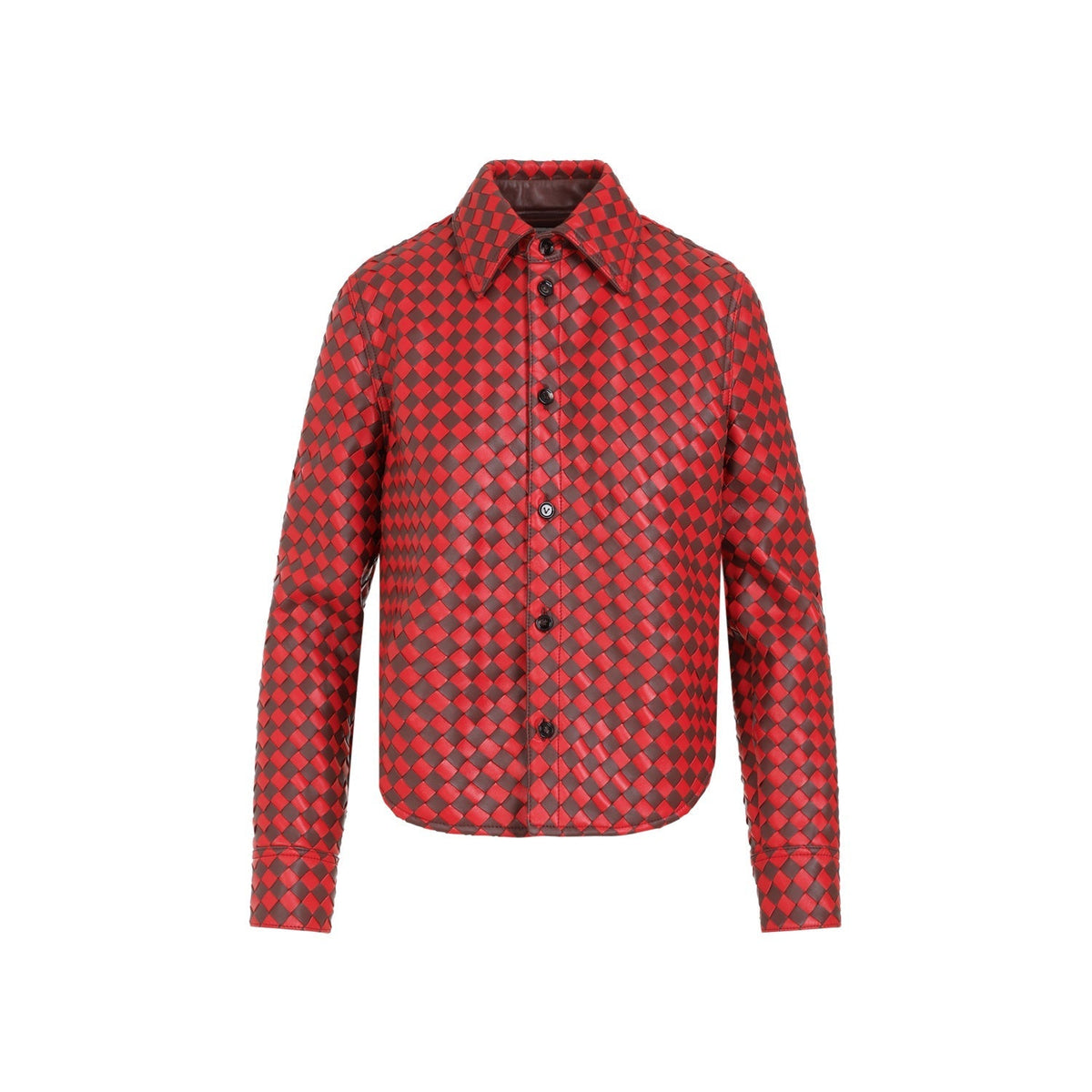 Bottega Veneta Bicolor Intrecciato Leather Shirt Women