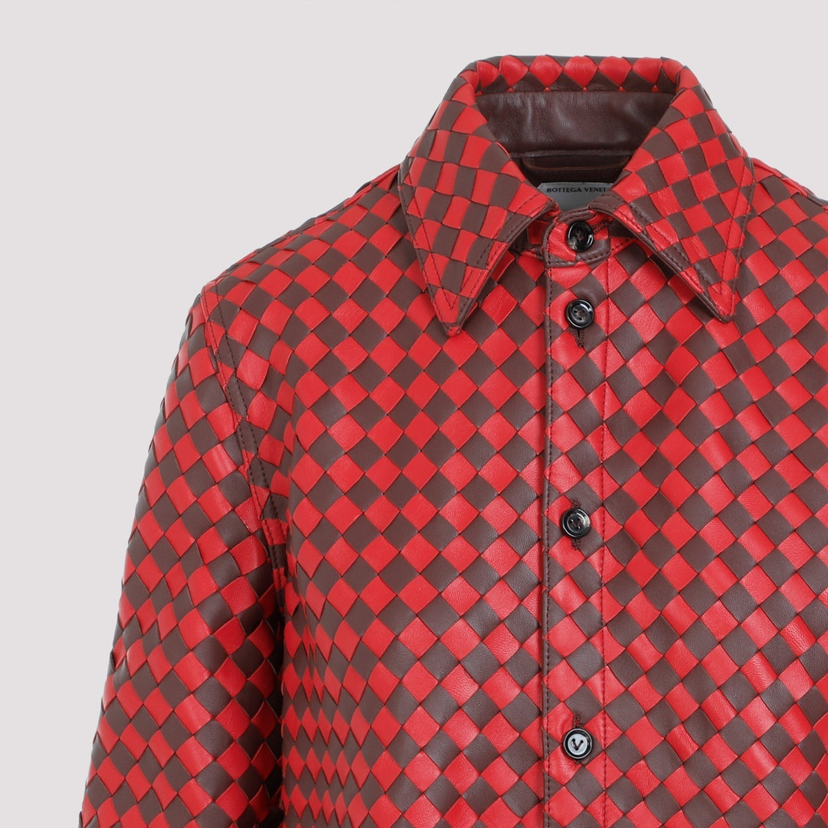 Bottega Veneta Bicolor Intrecciato Leather Shirt Women