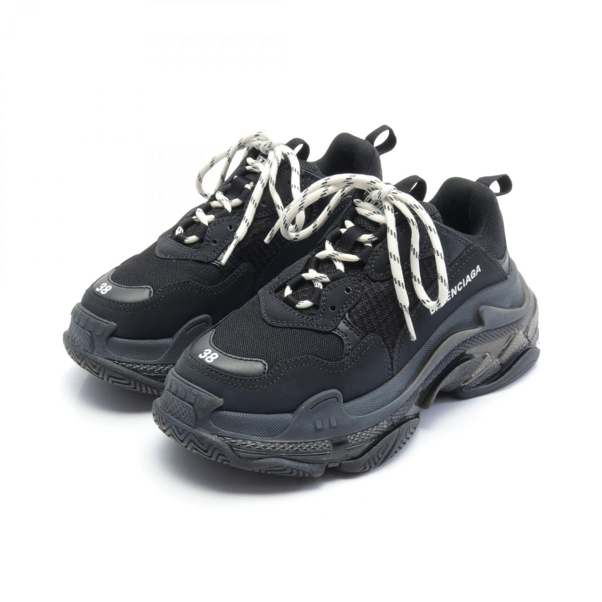balenciaga Triple S Sneakers Leather Fabric Black