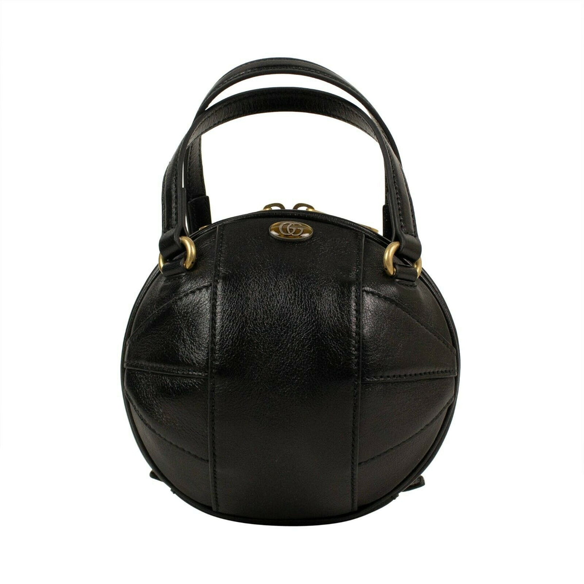 GUCCI Black Leather Mini 'Tifosa' Convertible Strap Ball Shoulder Bag