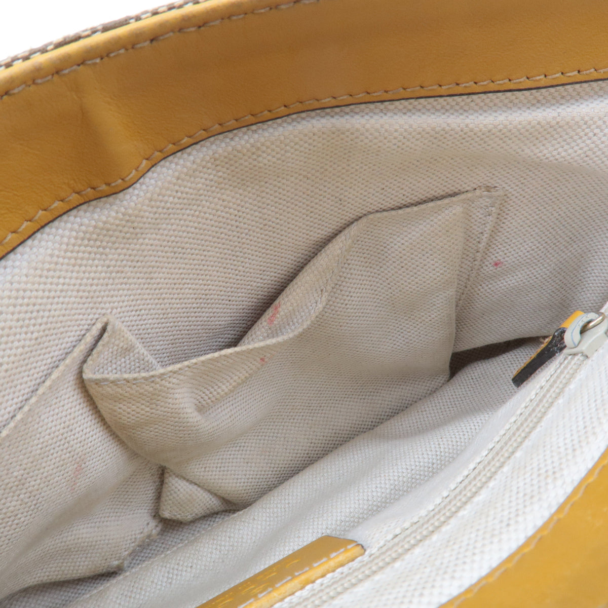 GUCCI GG Canvas Leather Shoulder Bag Beige Brown Yellow 308452