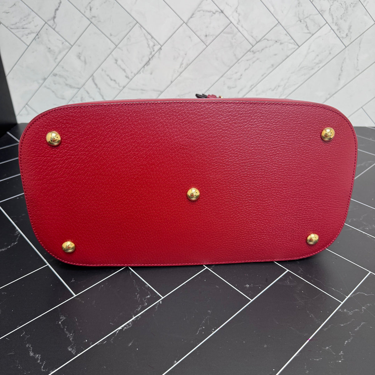 LIKE NEW- Gucci Red Savoy Web Bowling Tote