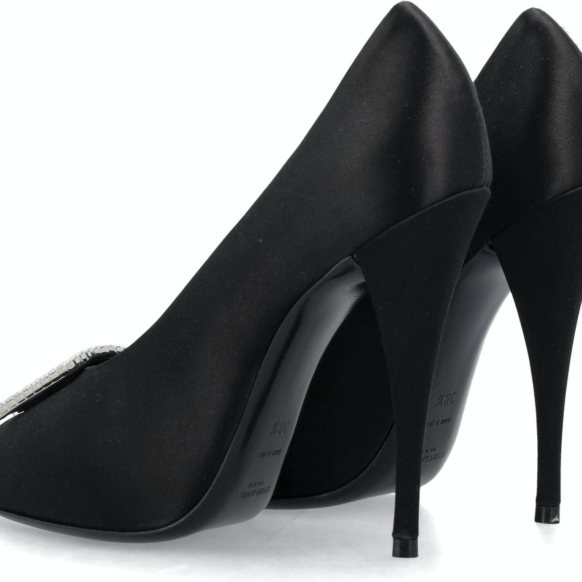 PEEP PUMPS IN SATIN CREPE