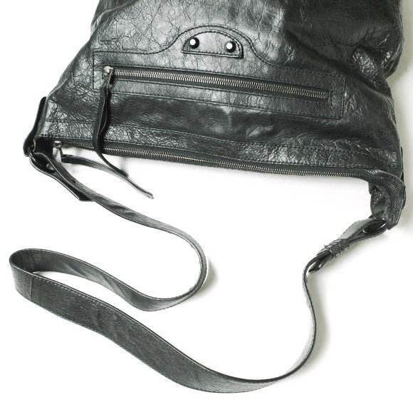 balenciaga Leather Day Messenger Bag Black
