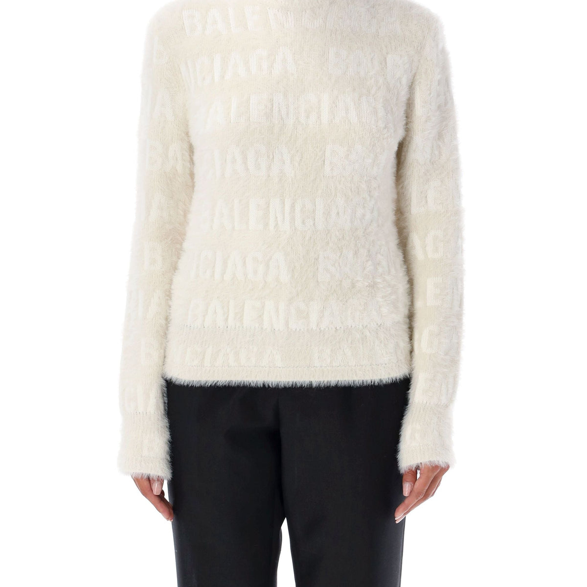 BALENCIAGA Furry Fitted Wool Blend Sweater