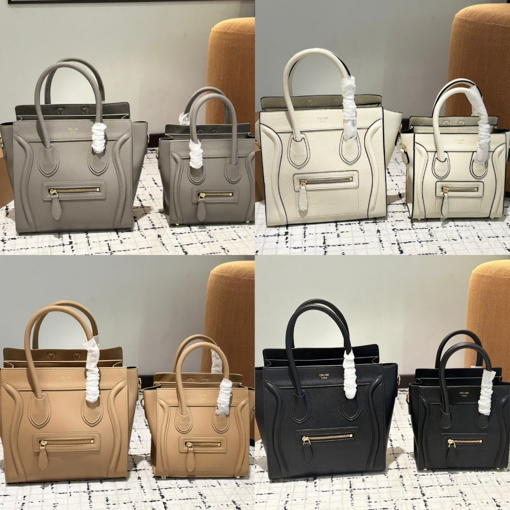 CELINE NANO LUGGAGE BAG IN DRUMMED WHITE 26CM