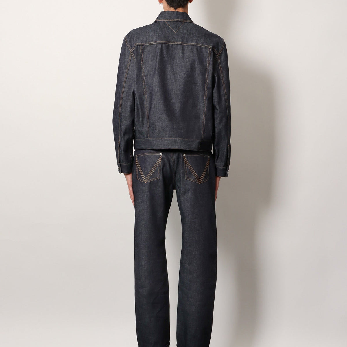 Bottega Veneta Men Denim Jacket With Iconic Intrecciato Patch