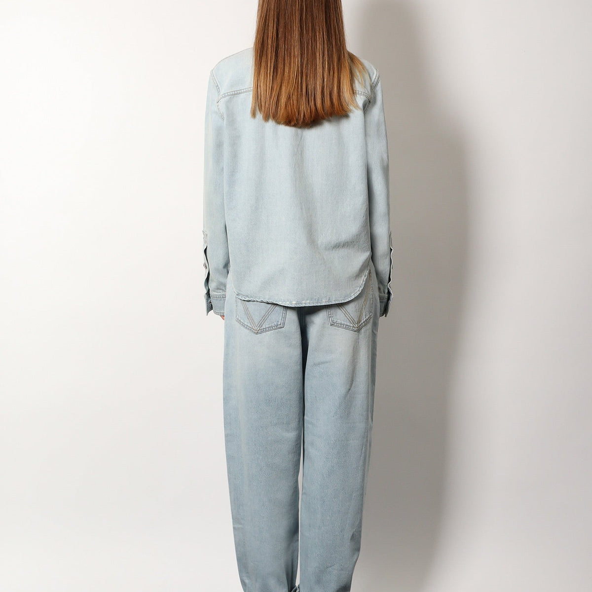 Bottega Veneta Women Denim Shirt With Extra Bleach Wash