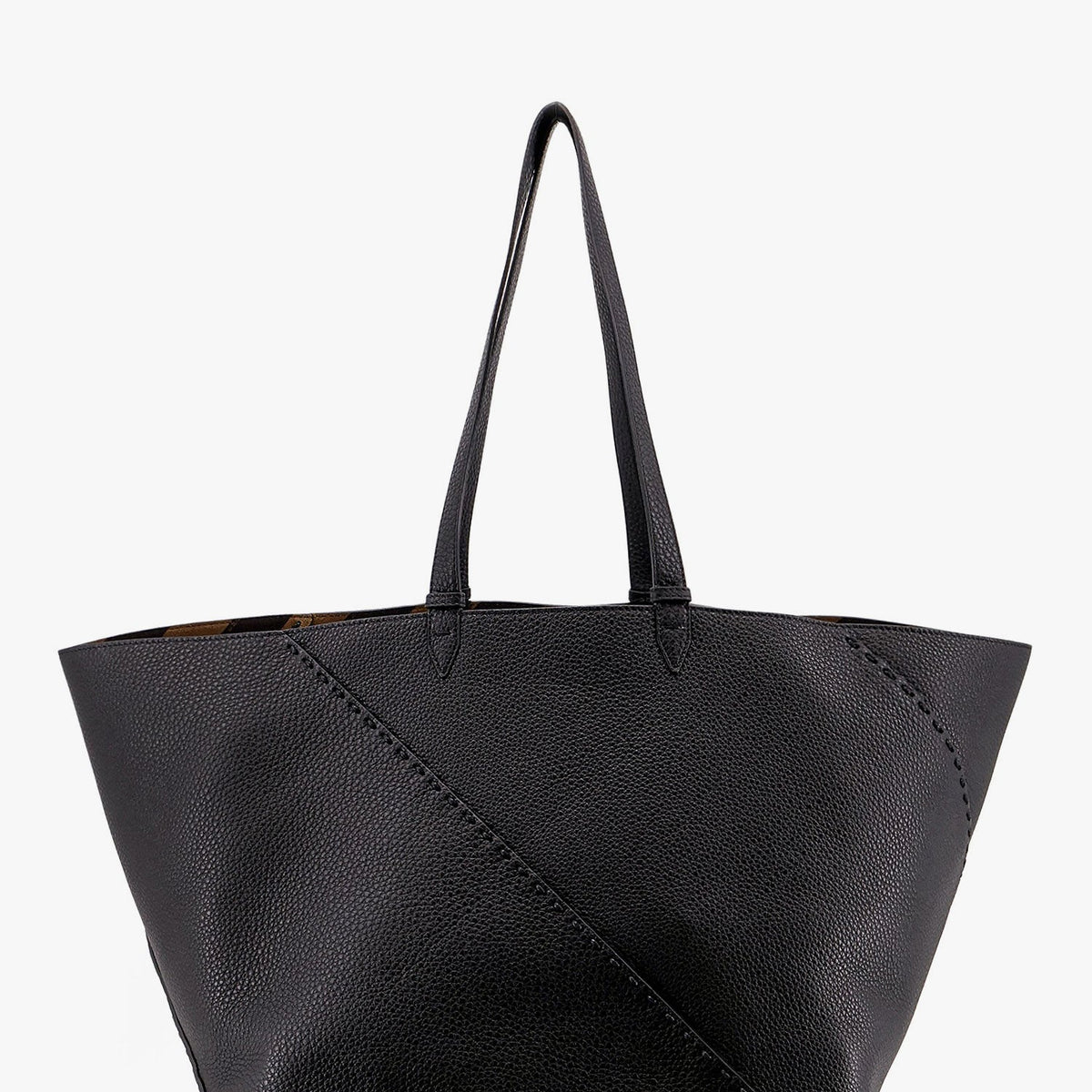 Fendi Men Diagonal Selleria Large Leather Shopping Bag