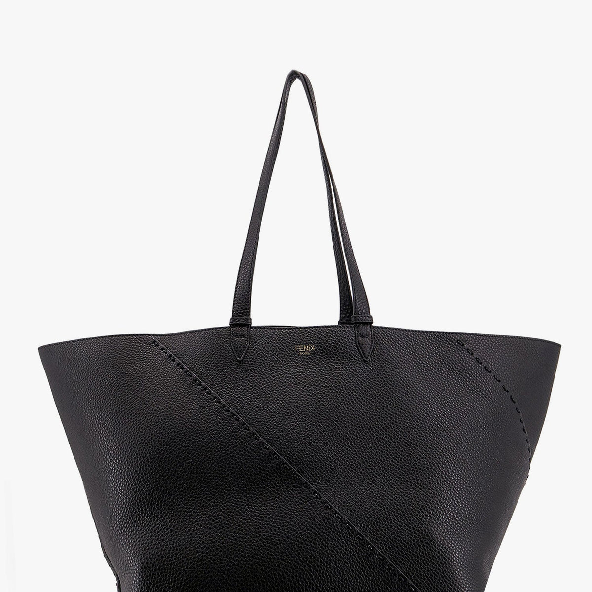 Fendi Men Diagonal Selleria Large Leather Shopping Bag