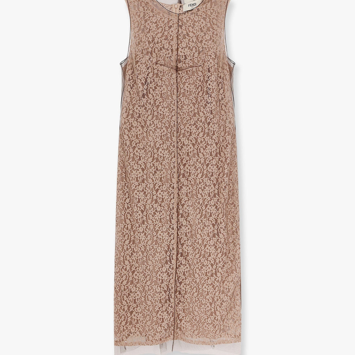 Fendi Women Midi Floral Lace And Tulle Dress