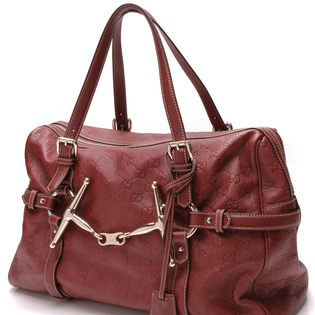 85th Anniversary Large Boston Bag - Rusty Red Guccissima