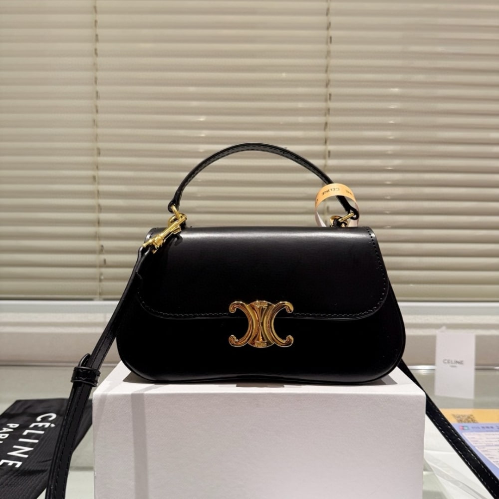 CELINE TEEN CELINE LOLA IN SHINY CALFSKIN BLACK 23CM 119533BF4 38NO