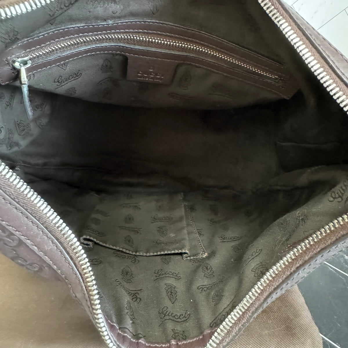 Gucci Maroon GG Leather Shoulder Hobo Bag