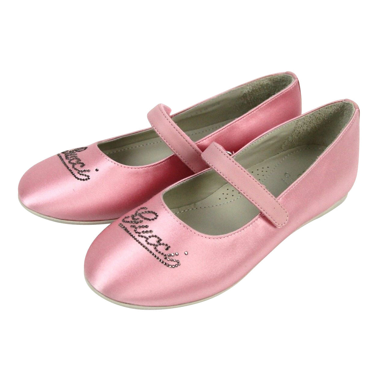 Gucci Kids Pink Satin "Daisy" Ballet Flat With Strass