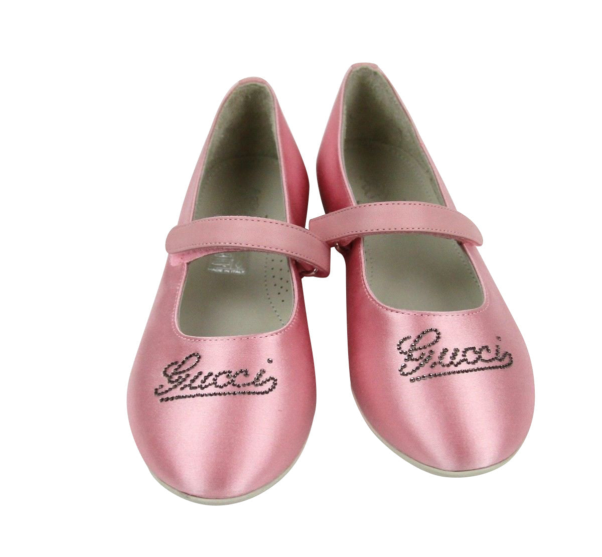 Gucci Kids Pink Satin "Daisy" Ballet Flat With Strass