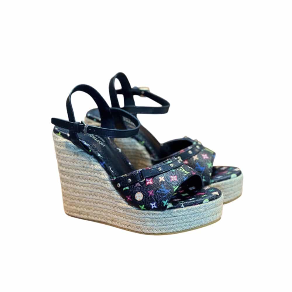 LV X TAKASHI MURAKAMI HELIOS WEDGE SANDAL BLACK